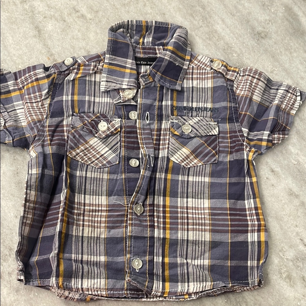 Plaid Kids Shirt - Blue and Yellow